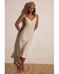 free-est - Sandshell Linen Omnia Midi Slip Dress By - Lyst