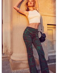 Free People Penny Pull-on Printed Flare Jeans - Green