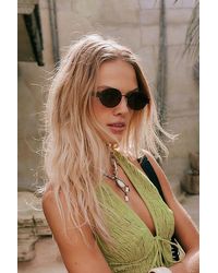Free People - Little Secret Round Sunglasses At In Black - Lyst