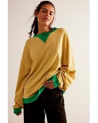 Free People - Classic Crew Colorblock Sweatshirt At In Fall Leaf Combo, Size: Small - Lyst