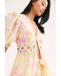 Free People Sabrina Eyelet Kimono By Nfc - Multicolor