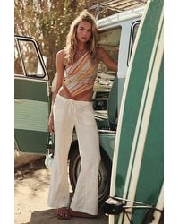 Free People - Break The Ice Linen Slouch Flare Pants - Lyst