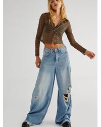 Free People Old West Slouchy Jeans - Blue
