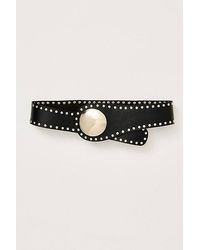 Free People NWOT Full Moon Fever Black Hip Embellished Leather Belt size 45\