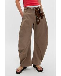 Free People - Spotlight Structured Twill Barrel Trousers - Lyst