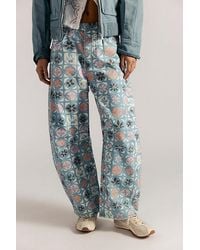 Free People - Good Luck Printed Barrel Jeans - Lyst