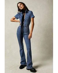 Free People - Jayde Flare Jumpsuit At Free People In Sunburst Blue, Size: Xs - Lyst