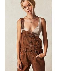 Free People - Ziggy Denim Overalls At Free People In Orange, Size: Xs - Lyst