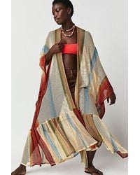 Free People - Sea Vista Stripe Ruffle Kimono - Lyst