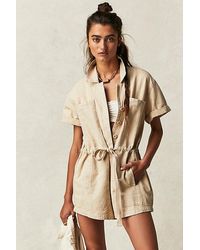 Free People - Rhodes Chino Coverall At In Almond Milk, Size: Xs - Lyst