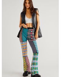 Free People The Ragged Priest Mix Knit Flare Trousers - Multicolour