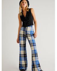 Free People Synthetic Plaid Jules Pants 