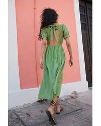 chinese dress ladies Riviera Dress in Blue Blurred Floral – OMNES main image 0