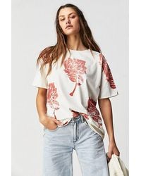Free People - Painted Floral Tee At Free People In White Combo, Size: Medium - Lyst