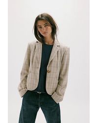 Free People - Whip Smart Plaid Blazer Jacket - Lyst