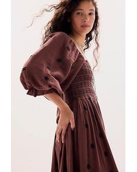 Free People Dahlia Embroidered Maxi Dress in Pink | Lyst