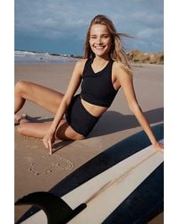 Salt Gypsy - Crop Surf Top At Free People In Black Rib, Size: Small - Lyst