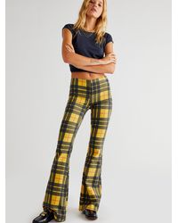 Free People Penny Pull-on Printed Flare Jeans - Yellow
