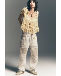 Free People - Moxie Pull-on Barrel Jeans At Free People In White, Size: 27 - Lyst