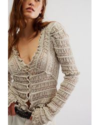 Free People - Wild Roses Cardi At In Light Grey, Size: Xs - Lyst