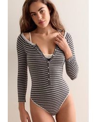 Intimately By Free People - Just Enough Stripe Button-Front Bodysuit By - Lyst