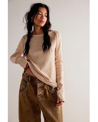 Free People - Care Fp Honey B Crew Neck Top At In Sand Jam, Size: Xs - Lyst