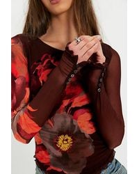 Free People - Lilly Printed Long Sleeve Top - Lyst