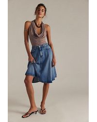 Free People - Eclipse Denim Midi Skirt - Lyst