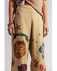 Free People - Breezy Printed Denim Pull-On Jeans - Lyst