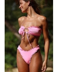 Stone Fox - Cleo Smocked Bandeau Bikini Top - Lyst