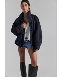 Free People - Jojo Washed Oversized Funnel-Neck Jacket - Lyst