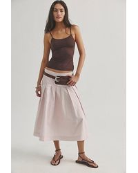 Free People - Skipper Pleated Chino Midi Skirt - Lyst