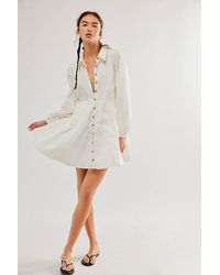 Free People - Marvelous Mia Solid Mini Dress At In Ivory Overdye, Size: Xs - Lyst