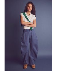 Free People - Spotlight Structured Twill Barrel Trousers - Lyst