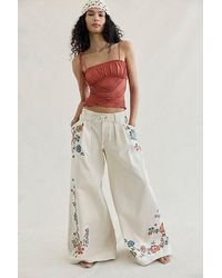 Free People - Julien Wide Leg Pull-On Embellished Pants - Lyst