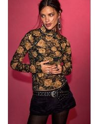 Free People - Lyric Sheer Lace Long Sleeve Turtleneck Top - Lyst