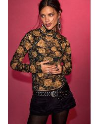 Free People - Lyric Sheer Lace Long Sleeve Turtleneck Top - Lyst