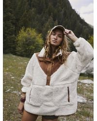 Free People Fall To Rise Fleece Quarter Zip in Blue | Lyst