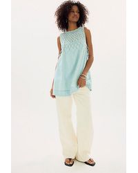 Free People - Maisie Smocked Denim Mini Dress - Lyst