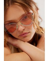 Free People - Wave Cat Rimless Sunglasses At In Pink - Lyst
