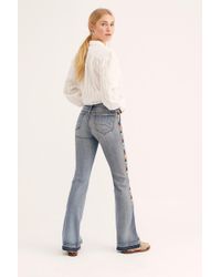 Free People Driftwood Isabel Embroidered Flare Jeans - Blue