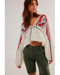 Free People - Bonnie Embroidered Top At In White, Size: Medium - Lyst