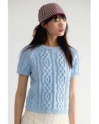 Free People - Bubblegum Cable Knit Pullover - Lyst