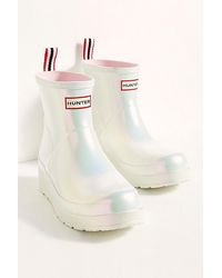 HUNTER - Play Short Nebula Wellies At Free People In Silver, Size: Us 11 - Lyst