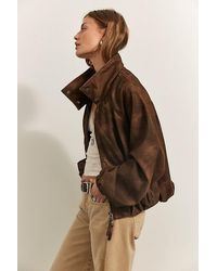 Free People - Chelsea Vegan Suede Funnel-Neck Jacket - Lyst