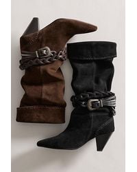 Free People Bridget Belt Slouch Boots in Black | Lyst