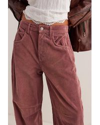 Free People - Good Luck Mid-rise Cord Barrel Jeans - Lyst