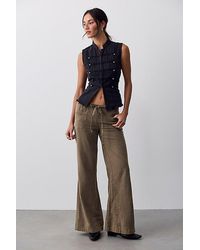 Free People - Break The Ice Linen Slouch Flare Pants - Lyst