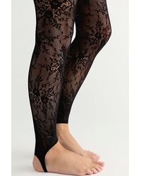Free People - Rosa Lace Stirrup Tights - Lyst