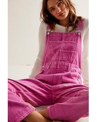 Free People - Ziggy Denim Overalls At Free People In Electric Bodysuit, Size: Xl - Lyst